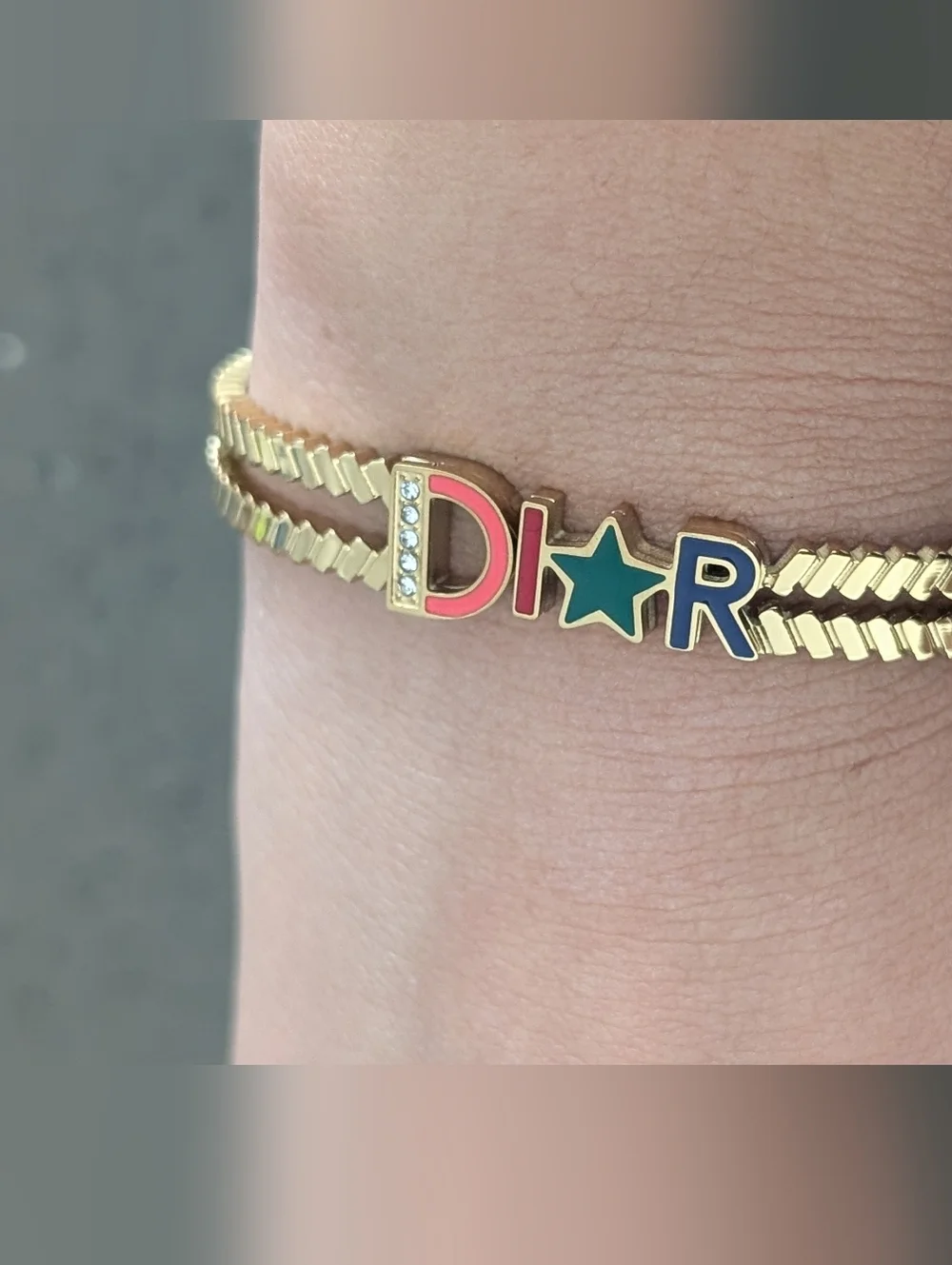 Gold-Tone Multicolor Letter & Star Bracelet DI🌟R - Picture 7 of 10